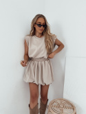 Komplet Fancy shorty + t-shirt I Ciemny Beż
