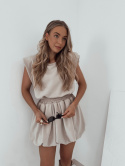 Komplet Fancy shorty + t-shirt I Ciemny Beż