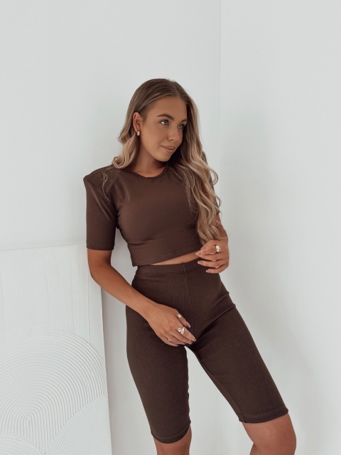 Spodenki / Kolarki prążkowane Kate I Czekoladowe
