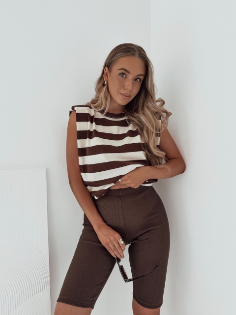 Spodenki / Kolarki prążkowane Kate I Czekoladowe