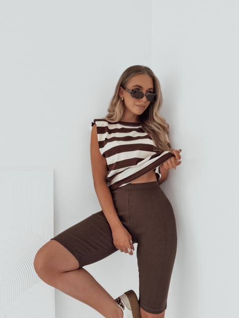 Spodenki / Kolarki prążkowane Kate I Czekoladowe