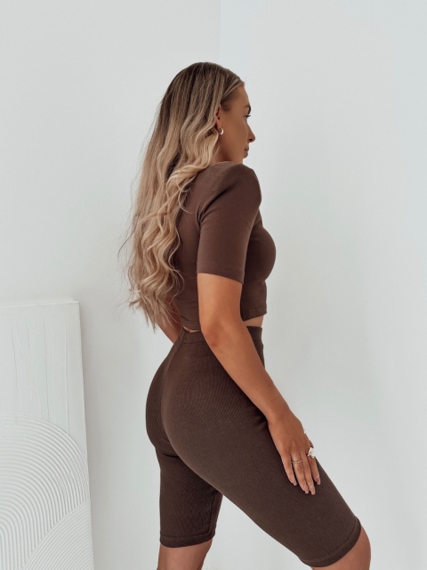 Spodenki / Kolarki prążkowane Kate I Czekoladowe