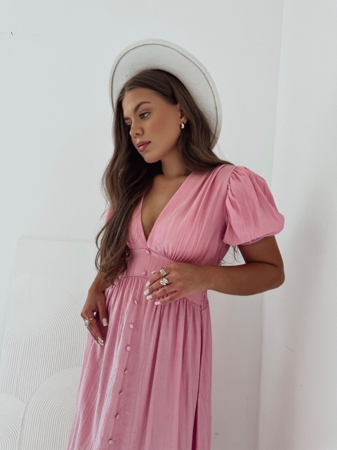 Sukienka Marry midi z guzikami I Cukierkowy Róż Sukienka Marry midi z guzikami I Cukierkowy Róż