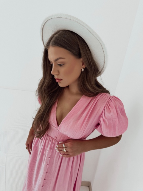 Sukienka Marry midi z guzikami I Cukierkowy Róż Sukienka Marry midi z guzikami I Cukierkowy Róż