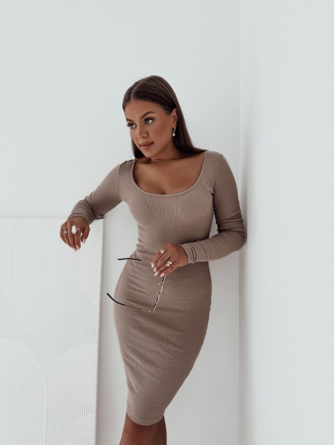 Sukienka prążkowana Ella l Beżowa