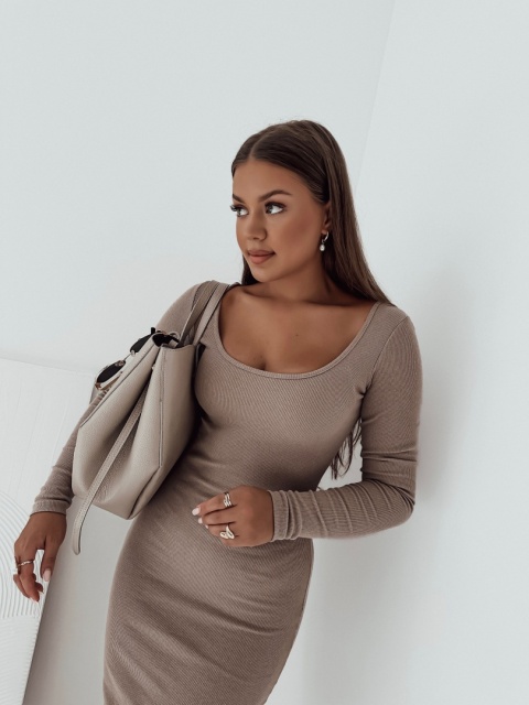 Sukienka prążkowana Ella l Beżowa