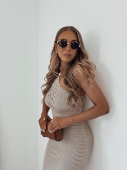 Sukienka z wiązaniem na szyji Pearl l Ciemny Beż