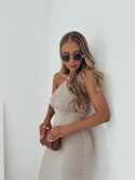 Sukienka z wiązaniem na szyji Pearl l Ciemny Beż