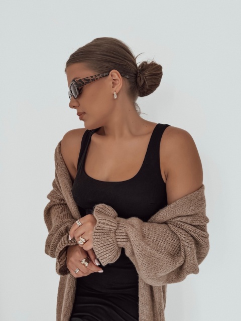 Sweter I Kardigan długi z wełną I Carmel Sweter I Kardigan długi z wełną I Carmel
