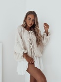 Sweter wełniany z wiązaniami Lovely l Jasny Beż