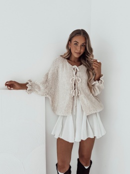 Sweter wełniany z wiązaniami Lovely l Jasny Beż