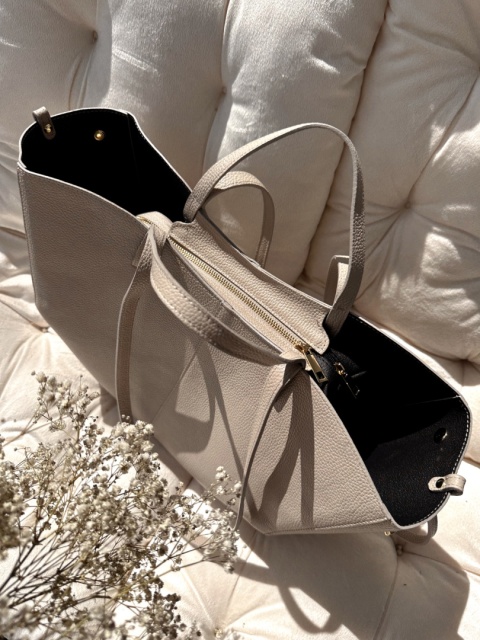 Torebka Shopper ze skóry naturalnej l Jasny Beż